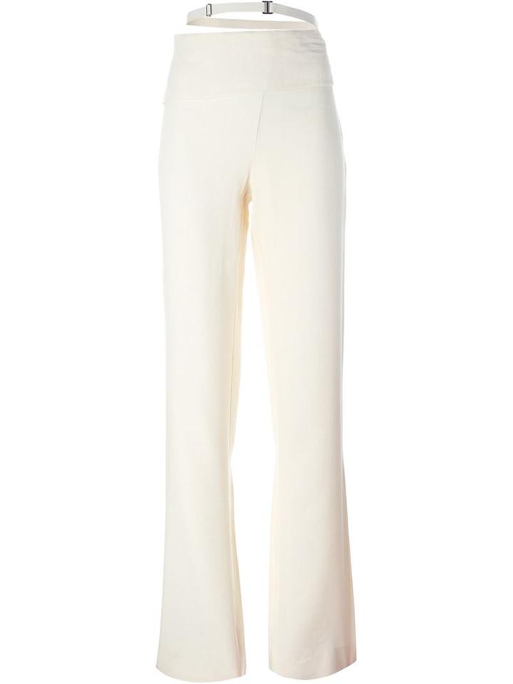 Erika Cavallini High-waisted Trousers, Women's, Size: 42, Nude/neutrals, Linen/flax/viscose
