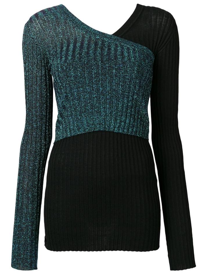 Circus Hotel Contrast Panel Wrap Jumper - Black