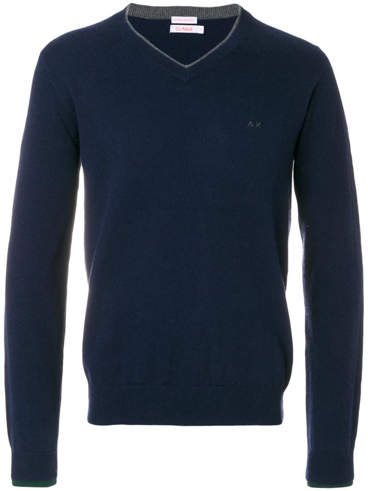 Sun 68 V Neck Sweatshirt - Blue
