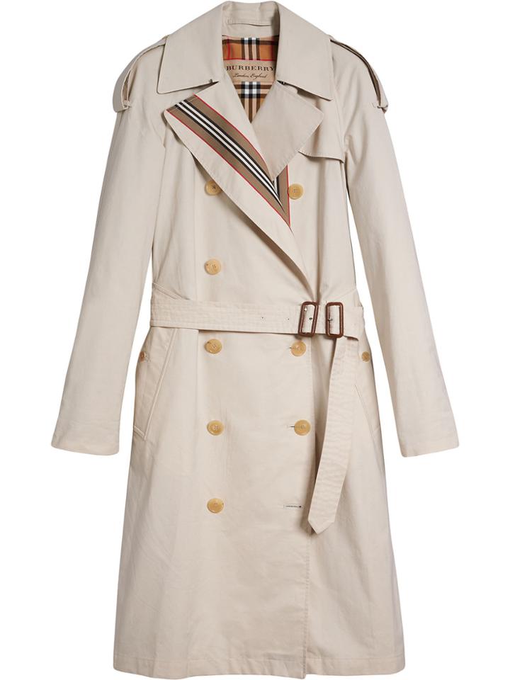 Burberry Heritage Stripe Cotton Gabardine Trench Coat - Grey