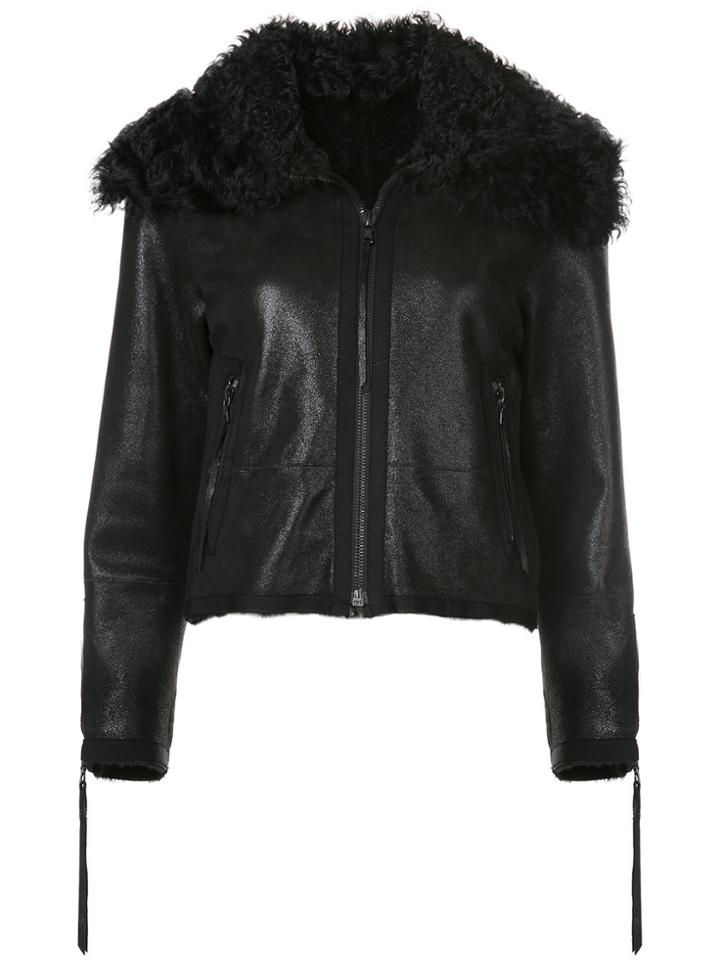 Oscar De La Renta Zipped Shearling Jacket - Black
