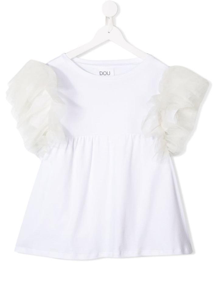 Douuod Kids Teen Tulle Panel T-shirt - White
