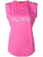 Balmain Sleeveless Logo T-shirt - Pink & Purple