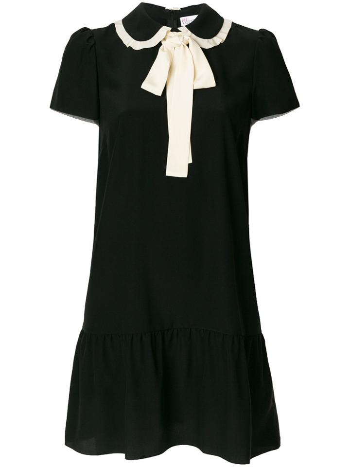 Red Valentino Short Sleeve Dress With Frill Edge Collar - Black