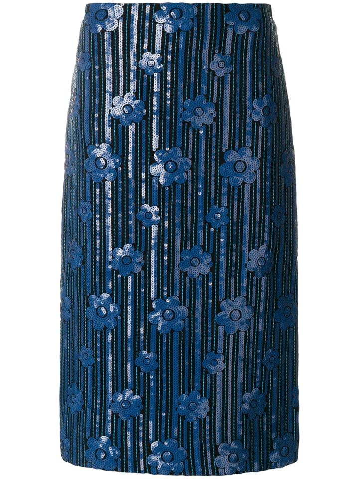 Marni Sequinned Pencil Skirt - Blue