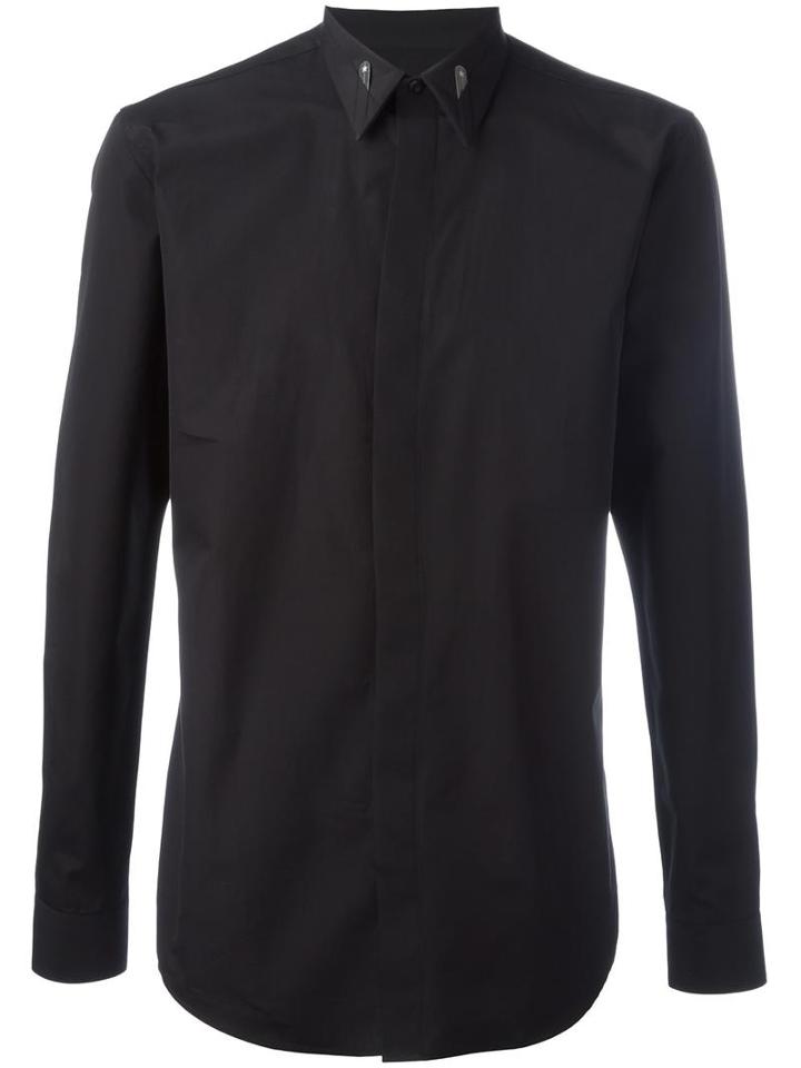 Givenchy Metallic Star Collar Tip Shirt, Men's, Size: 40, Black, Cotton
