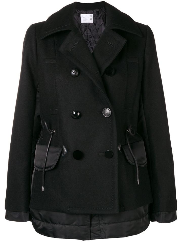 Sacai Two Textile Military Coat - Black