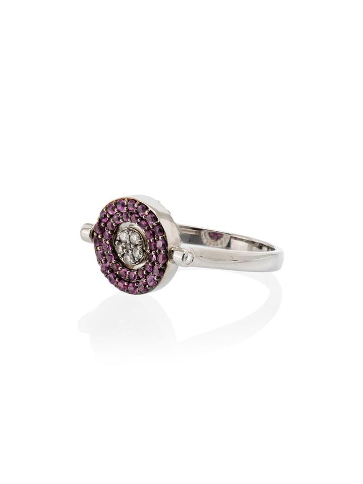 Luis Miguel Howard Pink And Silver Reverso Mini Rounded Sapphire 18kt