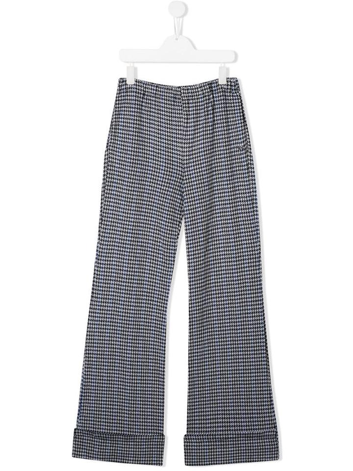 Pinko Kids Houndstooth Flared Trousers - Black