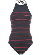 Cynthia Rowley Brooke Striped Halterneck Swimsuit - Black