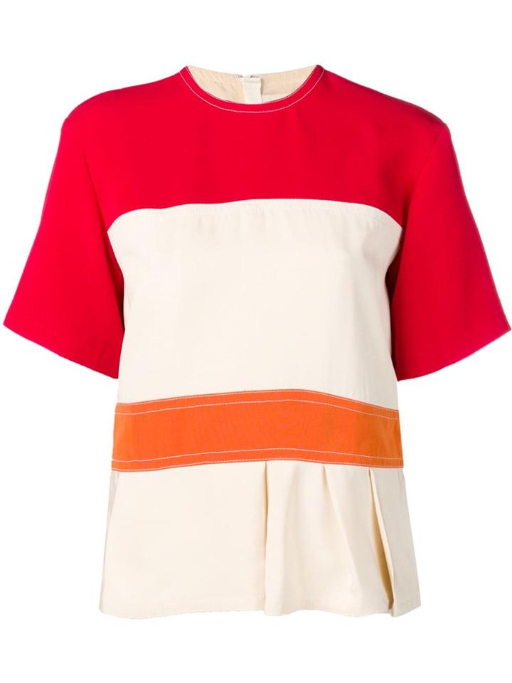 Marni Colour Block Peplum Top - White