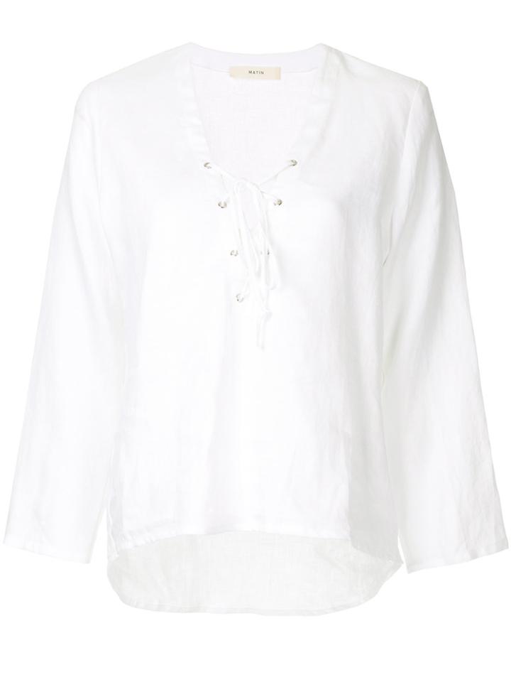 Matin Lace Up Top - White