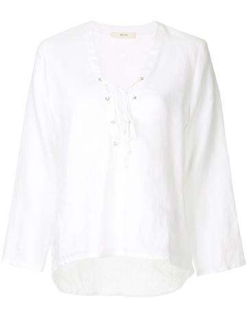 Matin Lace Up Top - White