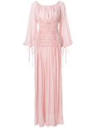 Ermanno Scervino Ruched Bell Sleeve Maxi Dress - Pink & Purple