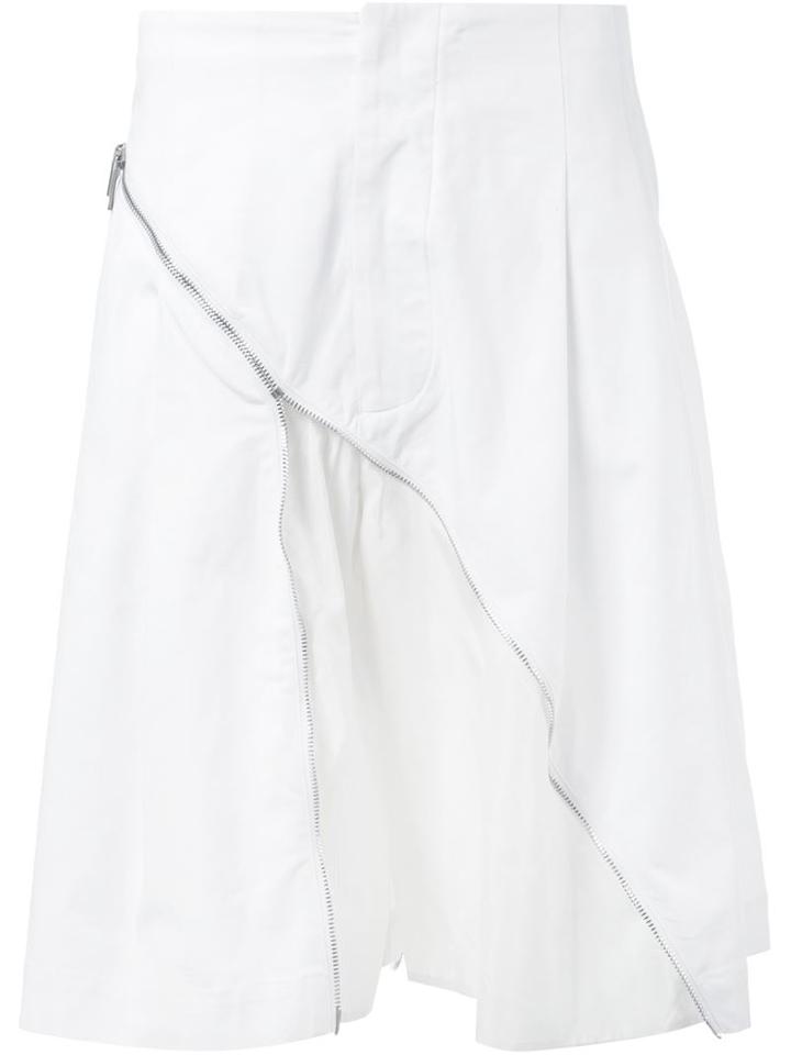Fengchen Wang Zip Detail Shorts, Men's, Size: Medium, White, Cotton/spandex/elastane