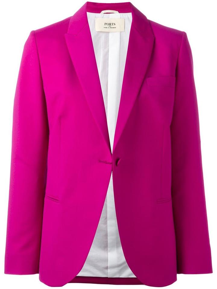 Ports 1961 Single Breasted Jacket, Women's, Size: 36, Pink/purple, Silk/cotton/viscose/wool