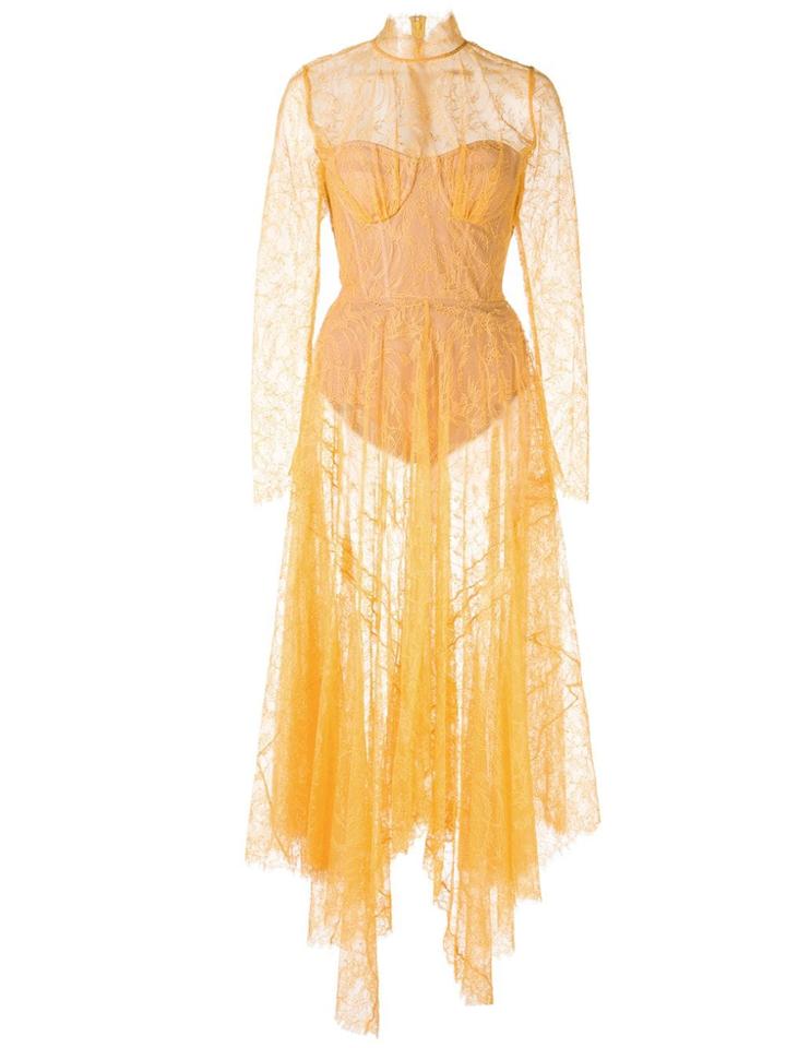 Jonathan Simkhai Embroidered Lace Bustier Dress - Yellow
