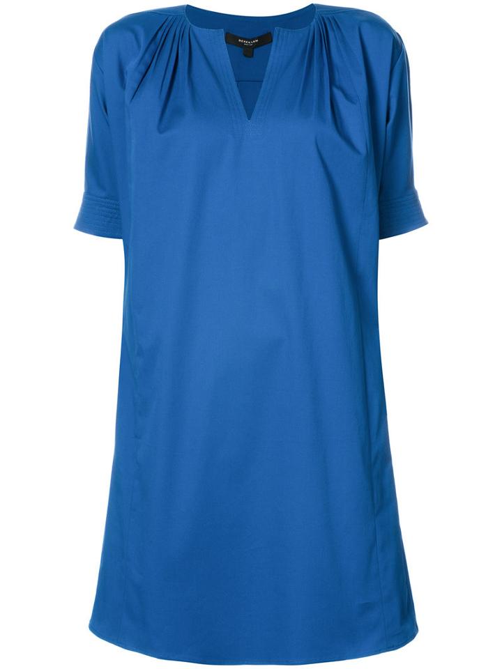 Derek Lam - V-neck Dress - Women - Cotton/elastodiene - 42, Blue, Cotton/elastodiene