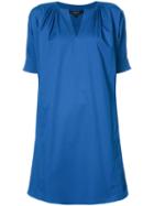 Derek Lam - V-neck Dress - Women - Cotton/elastodiene - 42, Blue, Cotton/elastodiene