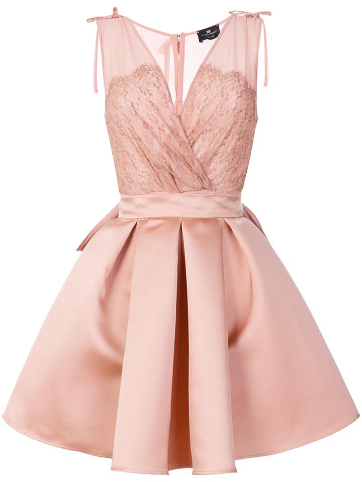 Elisabetta Franchi V-neck Box Pleat Dress - Pink & Purple
