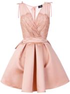 Elisabetta Franchi V-neck Box Pleat Dress - Pink & Purple