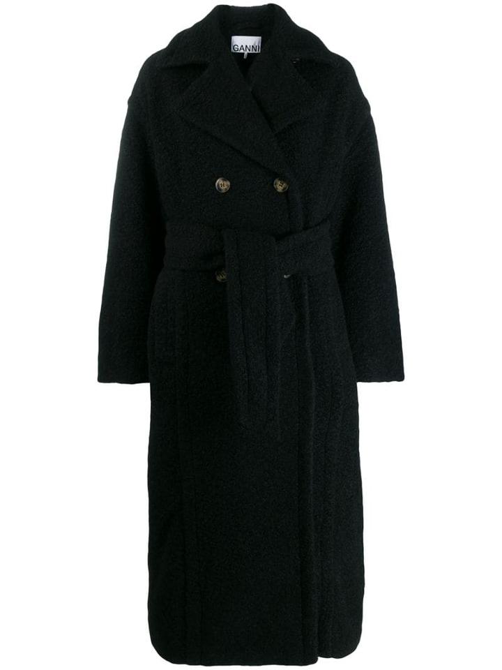 Ganni Buttoned Oversized Coat - Black