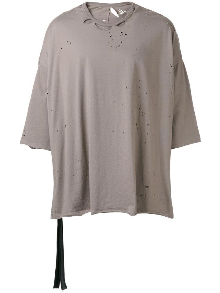 Unravel Project Distressed T-shirt, Men's, Size: Medium, Brown, Cotton/polyurethane/viscose