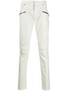 Balmain Quilted Detailed Skinny Jeans - White