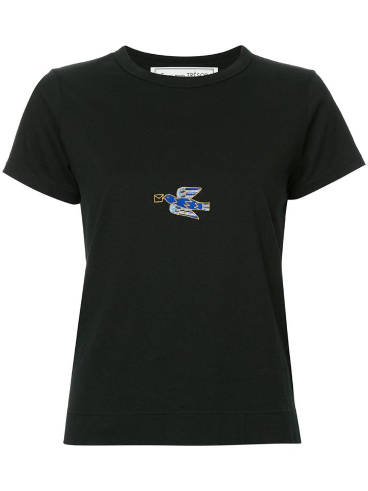 Tu Es Mon Trésor Embroidered T-shirt - Black