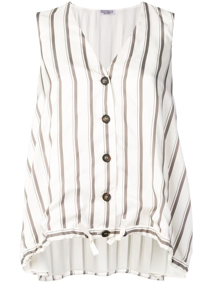 Brunello Cucinelli Stripe Buttoned Top - Neutrals