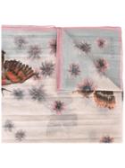 Valentino Butterfly Print Scarf, Women's, Pink/purple, Cotton/silk