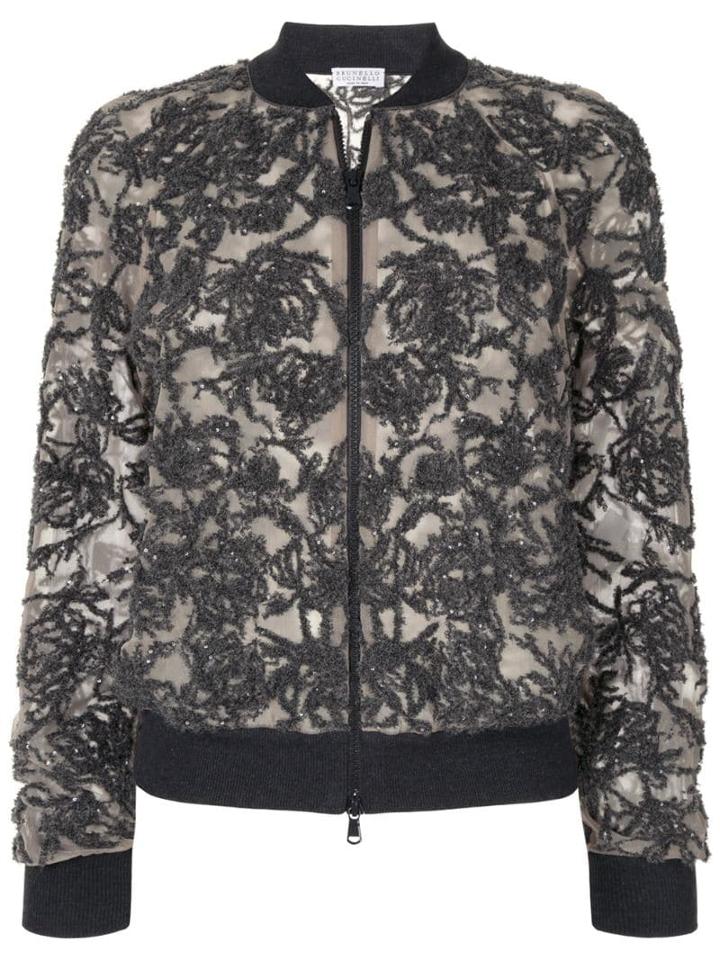 Brunello Cucinelli Silk Bomber Jacket - Grey