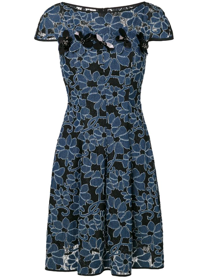 Talbot Runhof Floral Flared Dress - Black