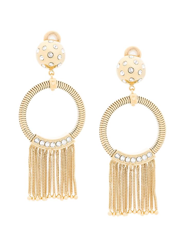 Prada Circle Chain Drop Clip-on Earrings - Metallic