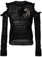 Philipp Plein Tiger Embellishment Top - Black