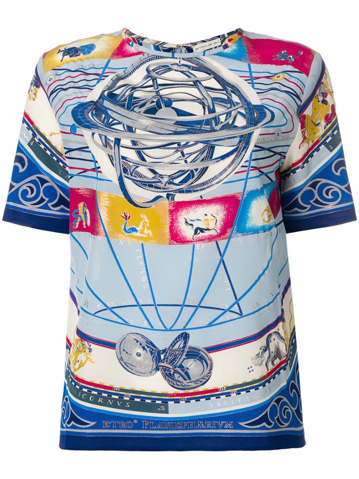 Etro Cosmo-print Blouse - Blue