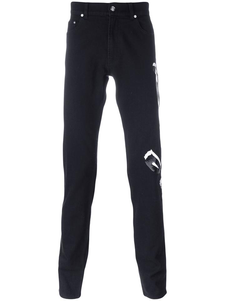 Kenzo - Logo Print Slim-fit Jeans - Men - Cotton/polyester/spandex/elastane - 32, Black, Cotton/polyester/spandex/elastane