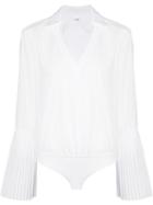 Alix Pleated Sleeve Blouse, Women's, Size: Large, White, Cotton/polyester/spandex/elastane