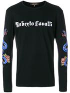 Roberto Cavalli Long Sleeved Logo Sweatshirt - Black