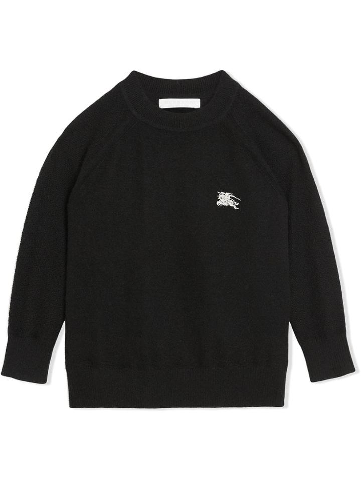 Burberry Kids Crew Neck Cashmere Sweater - Black