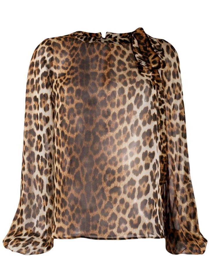 Nº21 Animal Print Silk Blouse - Brown