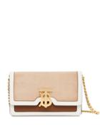 Burberry Mini Suede And Two-tone Leather Shoulder Bag - Pink