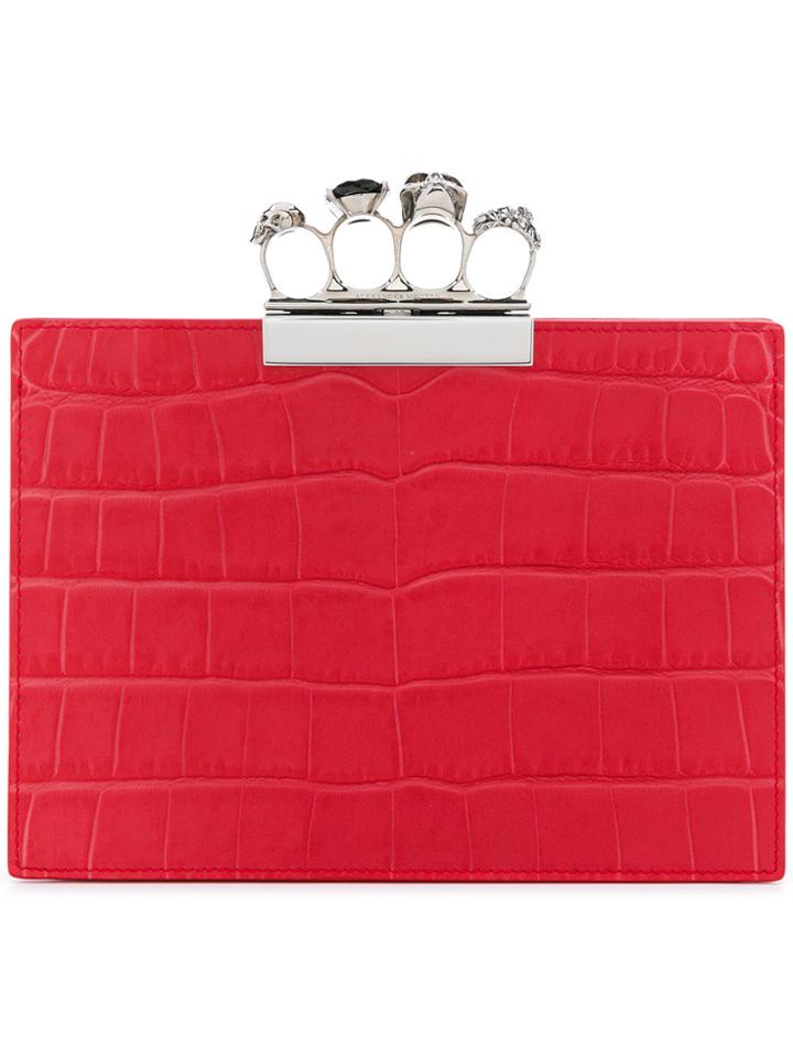 Alexander Mcqueen Jewelled Four-ring Clutch - Red