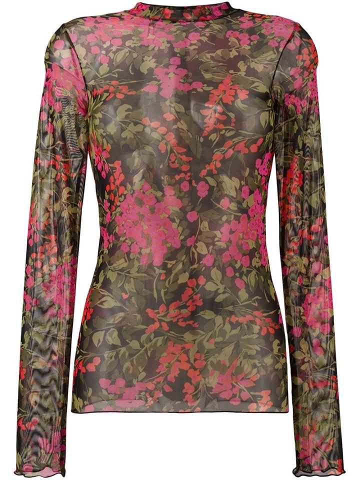 Ssheena Floral Print Sheer T-shirt