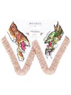 Melampo - Dragon & Tiger Collar - Women - Cotton/polyester - One Size, Women's, White, Cotton/polyester