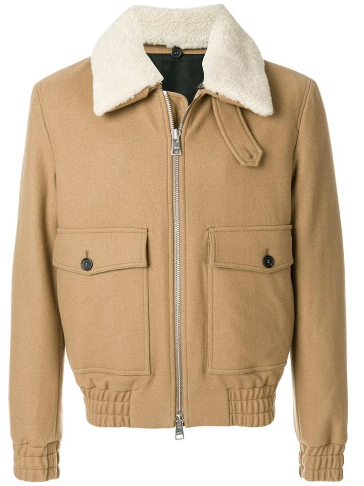 Ami Alexandre Mattiussi Shearling Collar Zipped Jacket - Nude &
