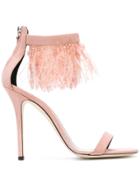 Giuseppe Zanotti Design Feather And Bead Trim Sandals - Pink & Purple