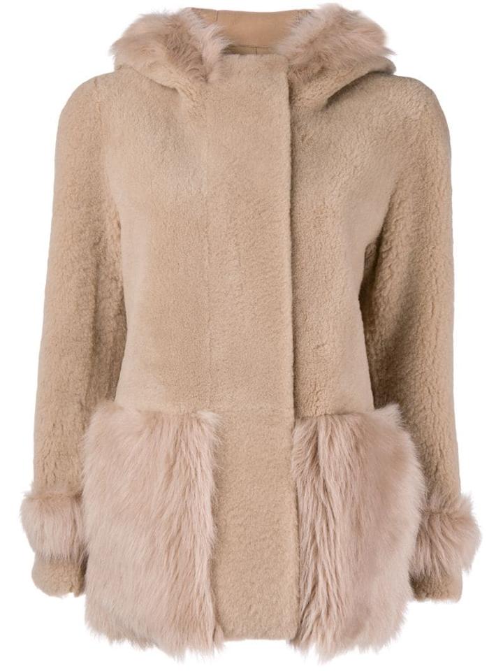 Blancha Hooded Shearling Jacket - Neutrals