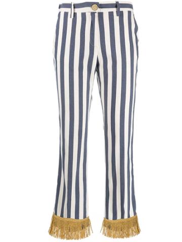 White Sand Striped Cropped Trousers