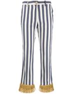 White Sand Striped Cropped Trousers